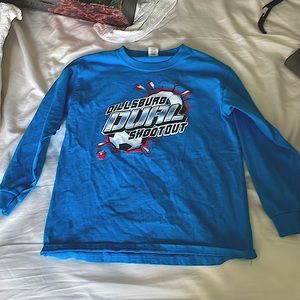 Blue long sleeve tee, Gildan cotton shirt